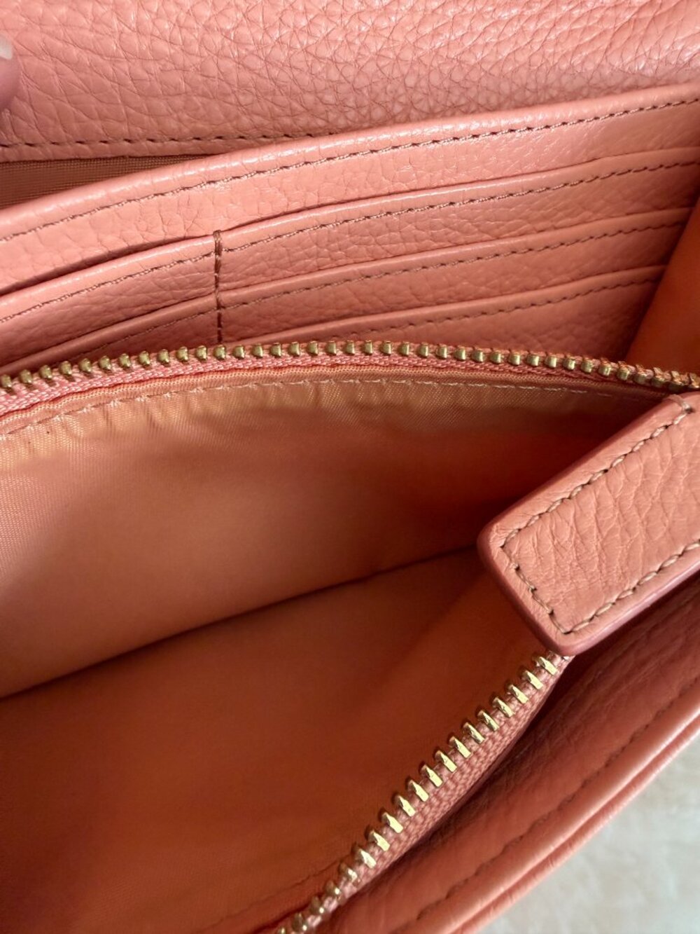 Tory Burch Amanda Envelope Continental Salmon Pink Leather Wallet - Picture 13 of 14